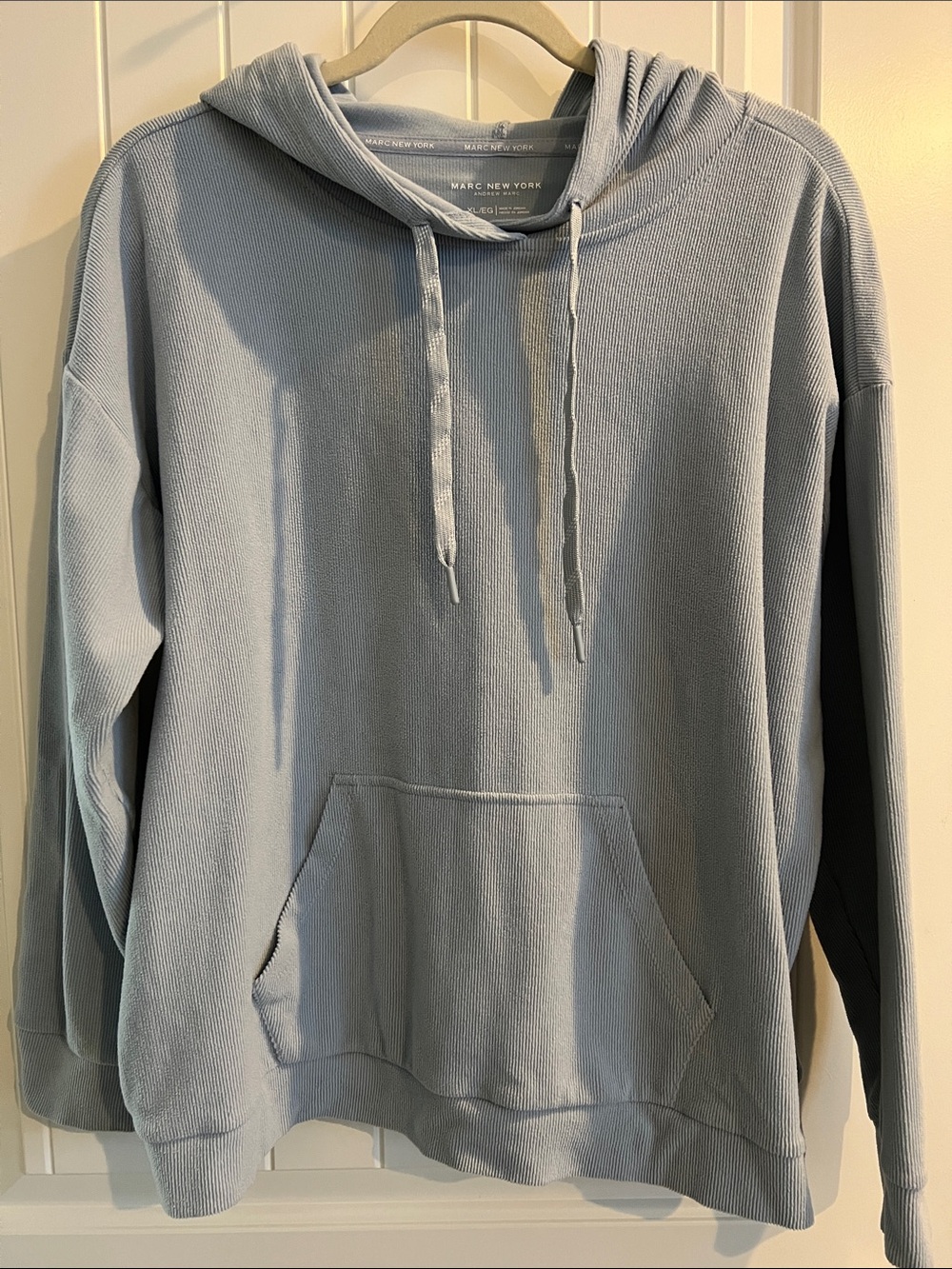 Marc New York Men’s Light Blue Waffle-Knit Crewneck Hoodie